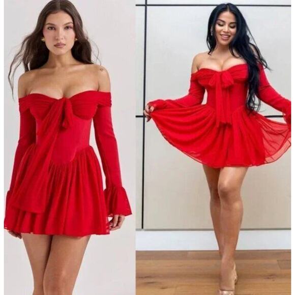 House of CB Dresses & Skirts - HOUSE OF CB Sz XS Fuller Cup Tall Longer Length Scarlet Red Alana Mini Dress